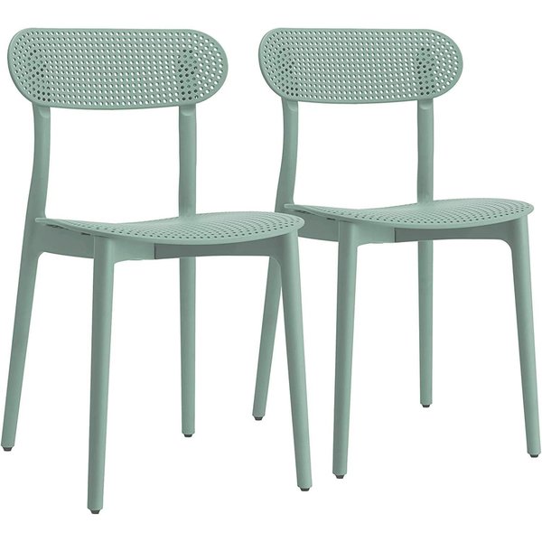 Isl Furnishings Zuho Modern Indoor Outdoor Chair 2, Smoked Green CH55DC-2PK-PP03
